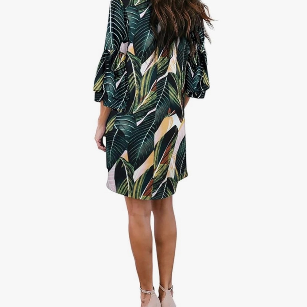 Leaf Print Midi Dress - Picture 6 of 6